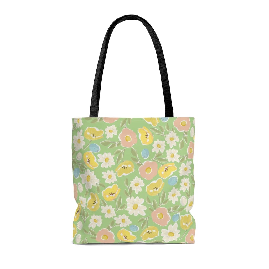 Spring Floral Tote Bag / Green Tote Bag