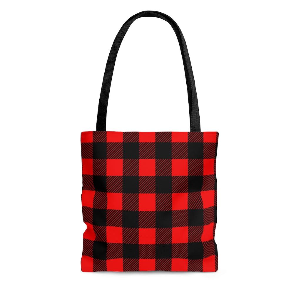 CHATEAU Red Plaid Tote Bag Faux leather Studded Peace Sign 13 x 16 | eBay