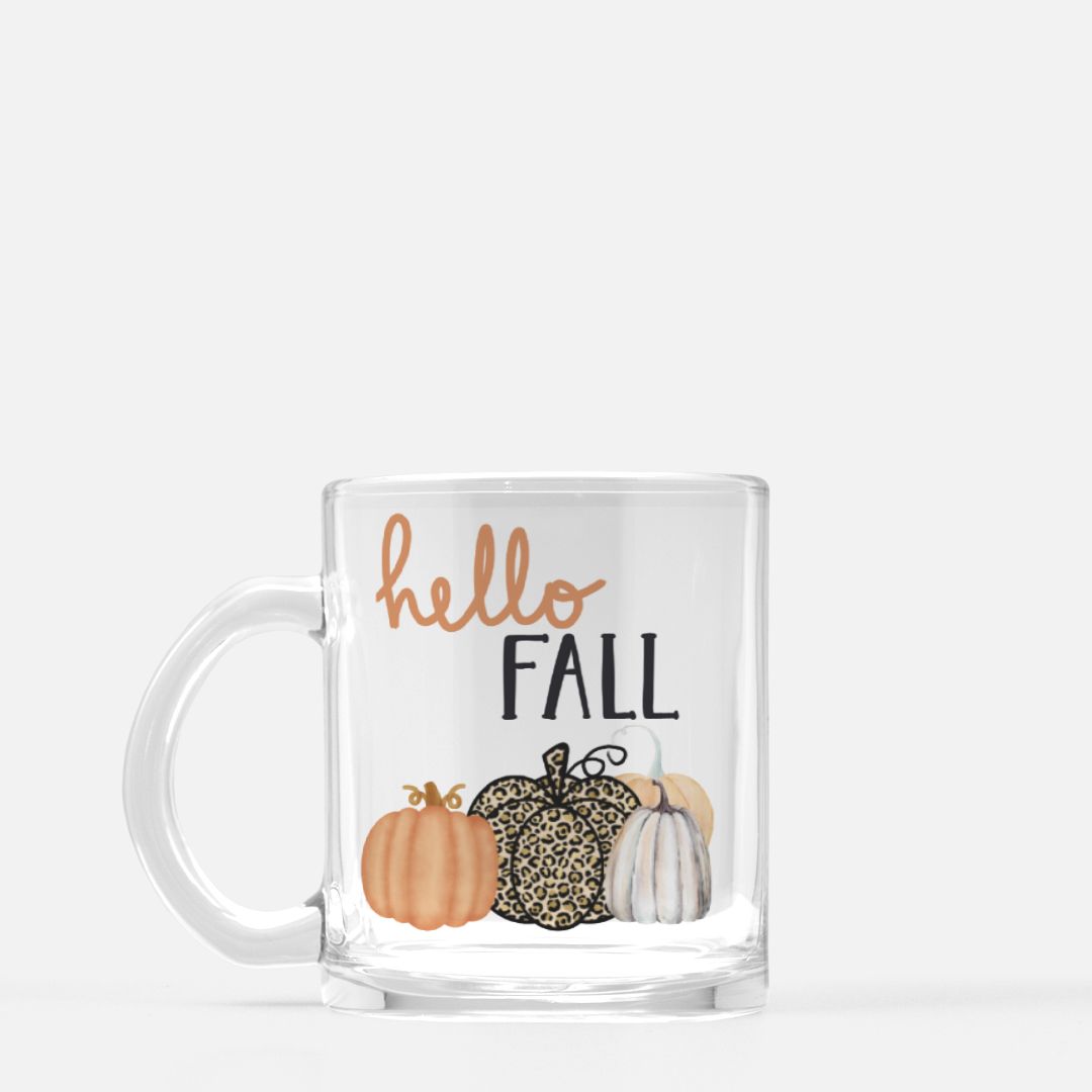Fall Glass Mug / Leopard Pumpkin Mug