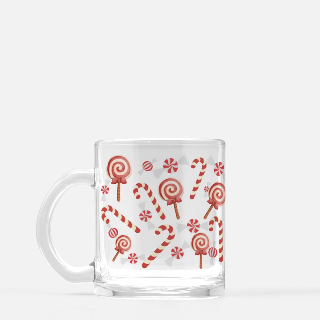 Christmas Mug Candy Cane Glass Mug Farmhouse for the Soul