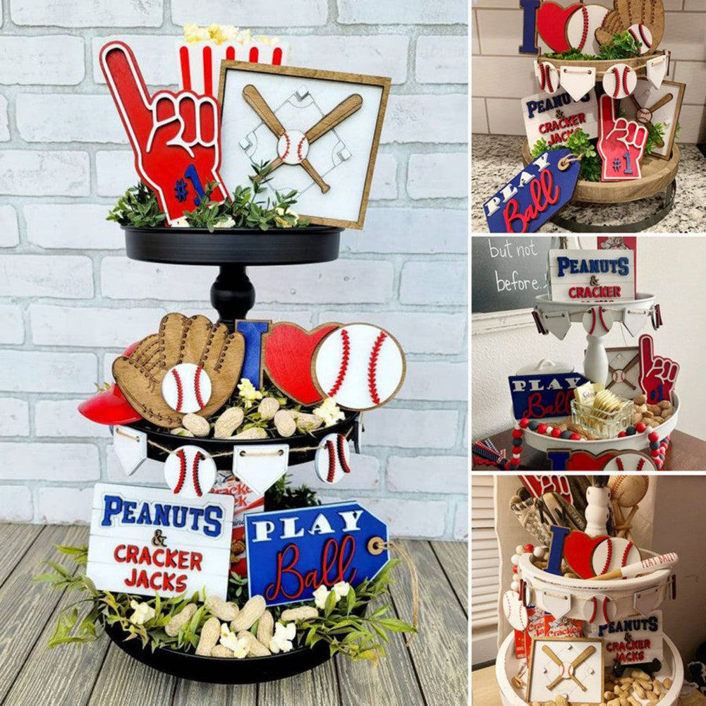 Baseball Tiered Tray Decor / Sports Set of 7 Wood Signs