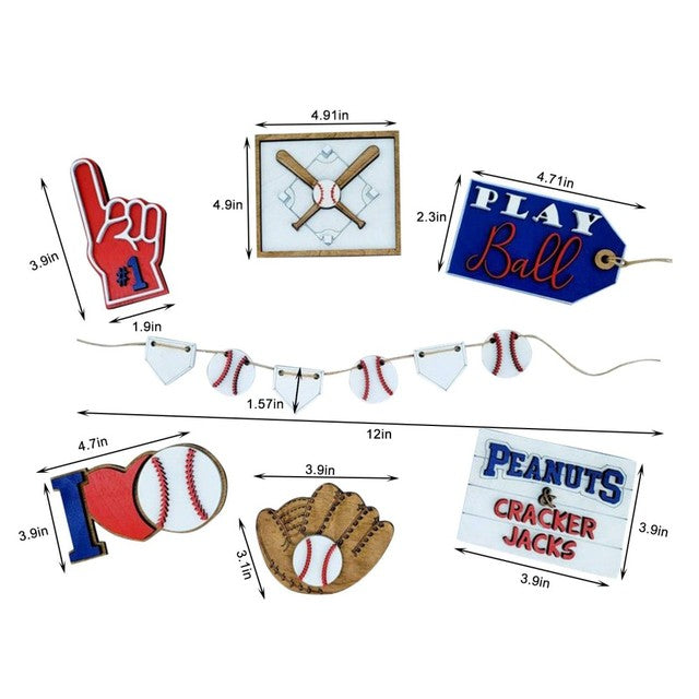 Baseball Tiered Tray Decor / Sports Set of 7 Wood Signs